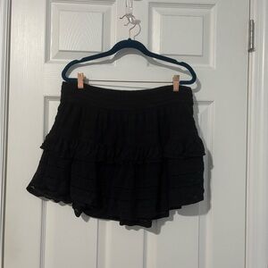 aerie Black Smocked Waist Mini Skirt